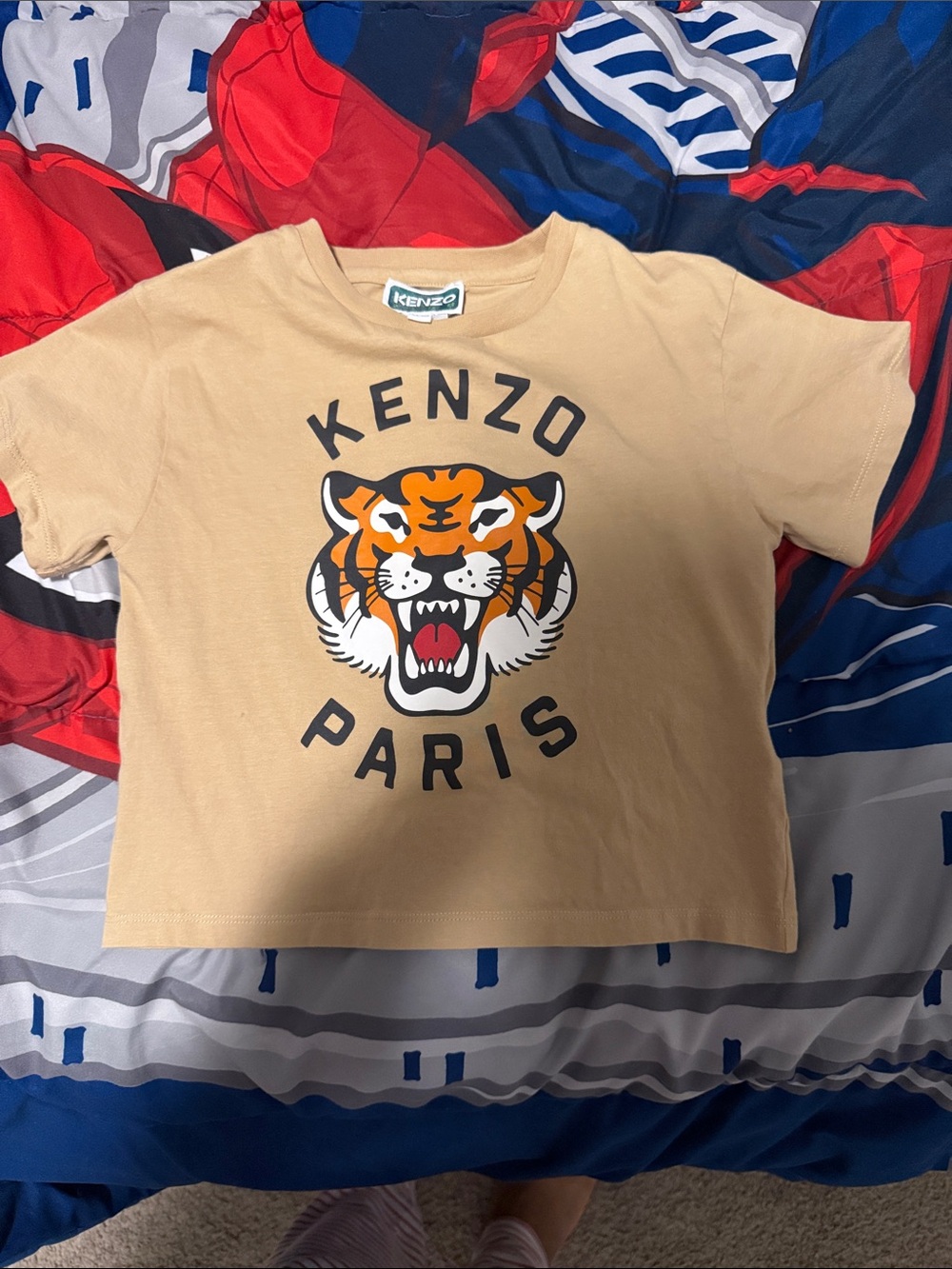 Kenzo Beige Kids Short-Sleeve Tiger Logo Tee